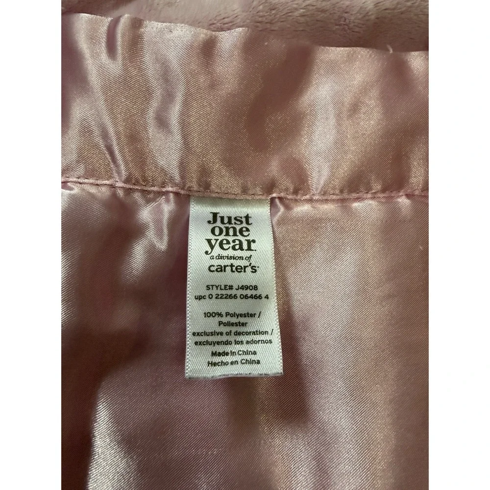 Sweet Baby Girl Baby Blanket Carters Just One Year Pink Minky Dot Satin Trim